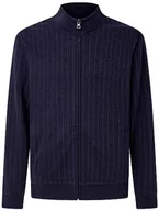 Bluzy męskie - Hackett London Męska bluza w paski Jacq Fz, Niebieski (granatowy), XXL - miniaturka - grafika 1