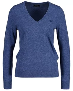 GANT Damski sweter MD. Extrafine Lambswool z dekoltem w serek, Hurricane Blue, XS - Swetry damskie - miniaturka - grafika 1