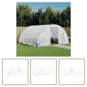 Szklarnie ogrodowe - The Living Store Szklarnia z ramą stalową biała 16 m² 4x4x2 m - miniaturka - grafika 1