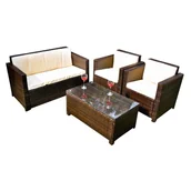 Meble ogrodowe - Zestaw ogrodowy CALMO brązowy technorattan - miniaturka - grafika 1