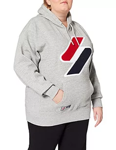 Superdry Damska bluza z kapturem z logo Che Os Hood, Grey Slub Grindle, M-L - Bluzy damskie - miniaturka - grafika 1