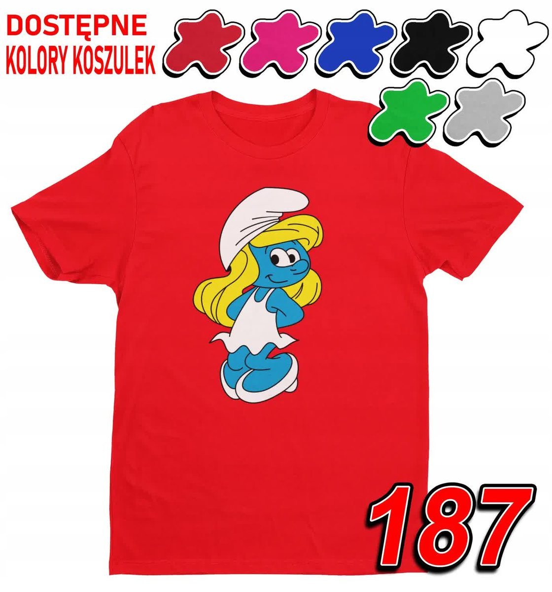 Dziecięca Koszulka T-Shirt Z Nadrukiem Duży Wybór Smerfetka -M 134-140
