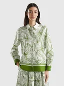 Bluzki damskie - Benetton Bluzka w kolorze zielono-białym - miniaturka - grafika 1