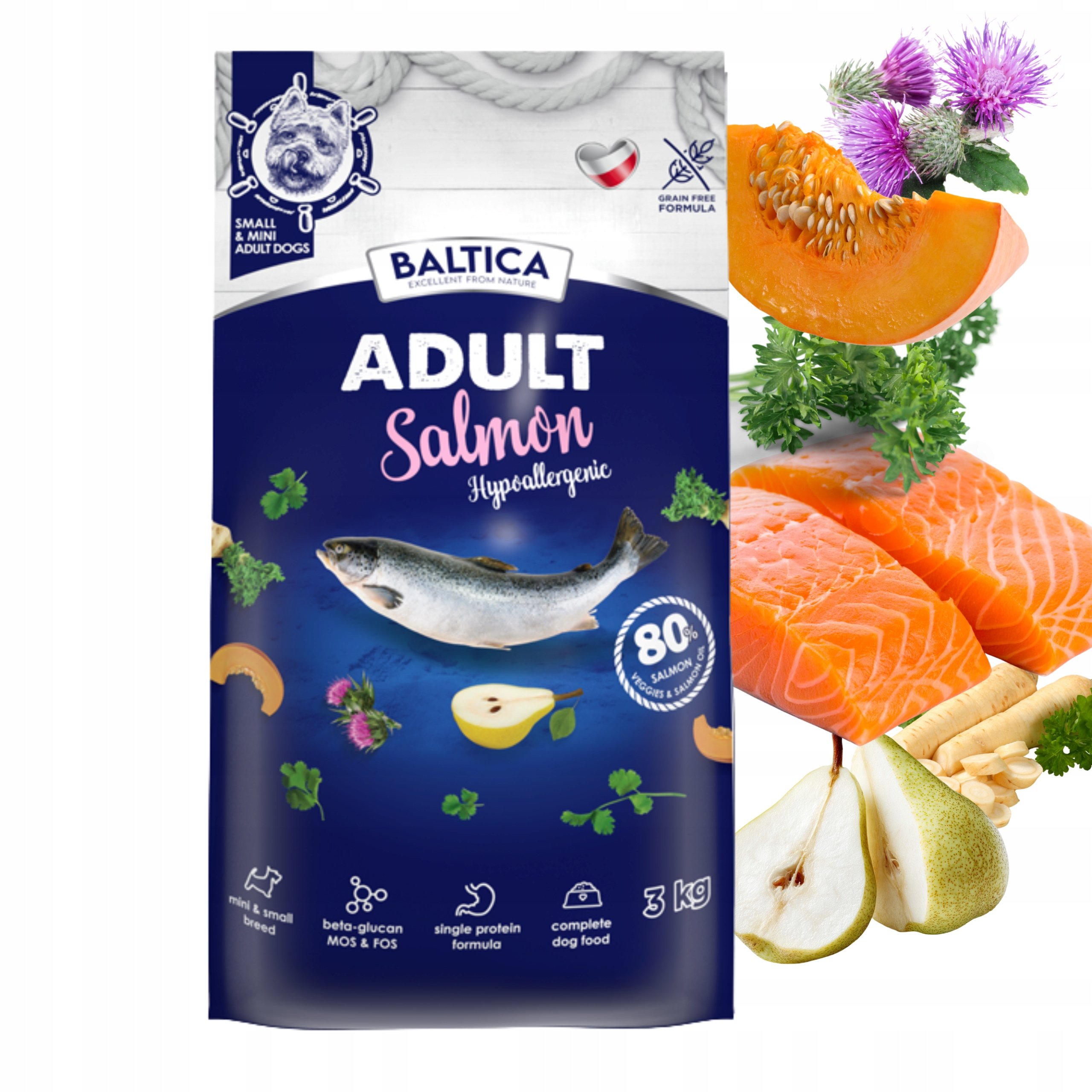 Baltica Adult Salmon Hypoallergenic XS/S 3kg ŁOSOŚ MAŁE RASY