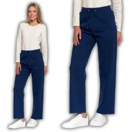 Spodnie damskie - SPODNIE DAMSKIE DRESOWE OCIEPLANE Z WYSOKIM STANEM 100% BAWEŁNA MORAJ S NAVY - miniaturka - grafika 1