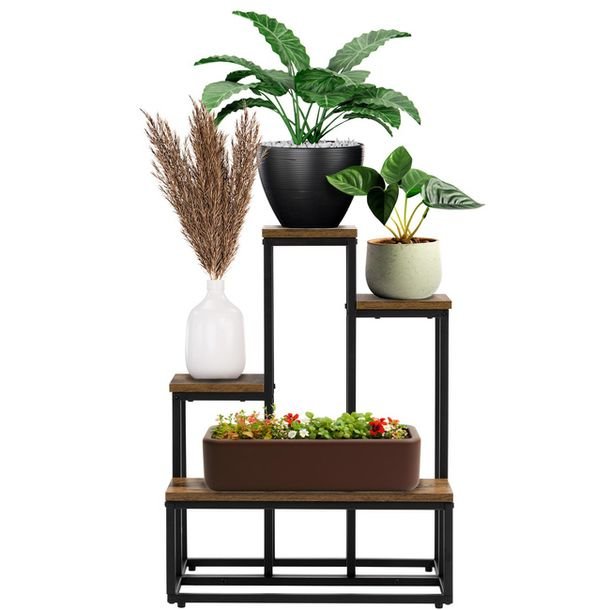 Kwietnik metalowy 67 cm stojak na kwiaty z 4 półkami loft wielopoziomowy no