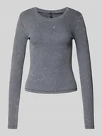 Bluzki damskie - Bluzka z długim rękawem i fakturowanym wzorem model ‘VALERIE’ - miniaturka - grafika 1