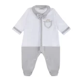 Pajacyki dla niemowląt - Pajac bawełniany Don biały z szarym 56 - miniaturka - grafika 1