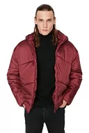 Kurtki męskie - Trendyol Męska bluza z kapturem, jednokolorowa, oversize, kurtka zimowa, bordowa, M, Burgund, M - miniaturka - grafika 1