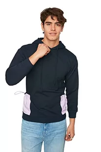 Trendyol Męska bluza z kapturem, zwykła, granatowa, L, granatowy, L - Bluzy męskie - miniaturka - grafika 1