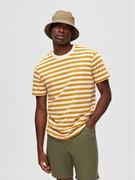 Koszulki męskie - Selected Homme T-Shirt 16088527 Żółty Regular Fit - miniaturka - grafika 1