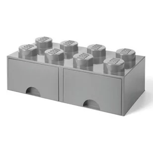 Lego LEGO Brick 8 guziki, 2 szuflady, pudełko do przechowywania można układać w stos, 9,4 L, szary, szuflady 194  m. kamień Szary 40061740 - Pudła i pojemniki do przechowywania - miniaturka - grafika 2