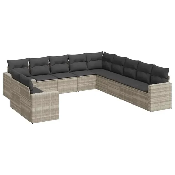 Zestaw mebli ogrodowych modułowych jasnoszary rattan PE 65,5 x 62 x 69 cm