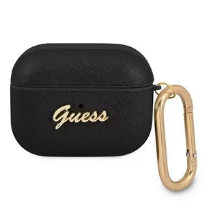 Guess GUAPSASMK AirPods Pro cover czarny/black Saffiano Script Metal Collection - Akcesoria do słuchawek - miniaturka - grafika 1