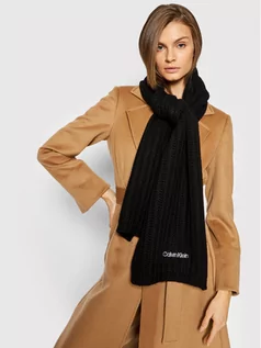 Apaszki i szaliki damskie - Calvin Klein Szal Oversized Knit Scarf 30X180 K60K608496 Czarny - grafika 1