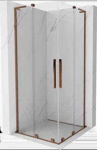 Mexen Velar L Duo kabina prysznicowa rozsuwana 100x100 cm, transparent, różowe złoto - 871-100-100-02-03-60 - Kabiny prysznicowe - miniaturka - grafika 1