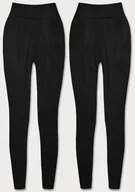 Spodnie damskie - BAWEŁNIANE LEGGINSY CZARNE (YW01001-A1) - J STYLE - miniaturka - grafika 1