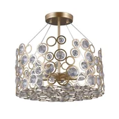 Lampy sufitowe - Italux Plafon LAMPA sufitowa NARDO PNPL-33064-5-CH.G metalowa OPRAWA okrągła z kryształami glamour złota szampańska PNPL-33064-5-CH.G - miniaturka - grafika 1