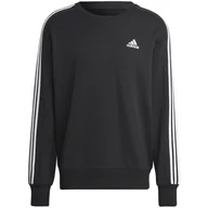 Bluzy męskie - Bluza męska adidas Essentials French Terry 3-Stripes czarna IC9317 S - miniaturka - grafika 1