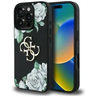 Etui i futerały do telefonów - Etui Guess Grained Roses Big 4G logo do iPhone 16 Pro czarny - miniaturka - grafika 1