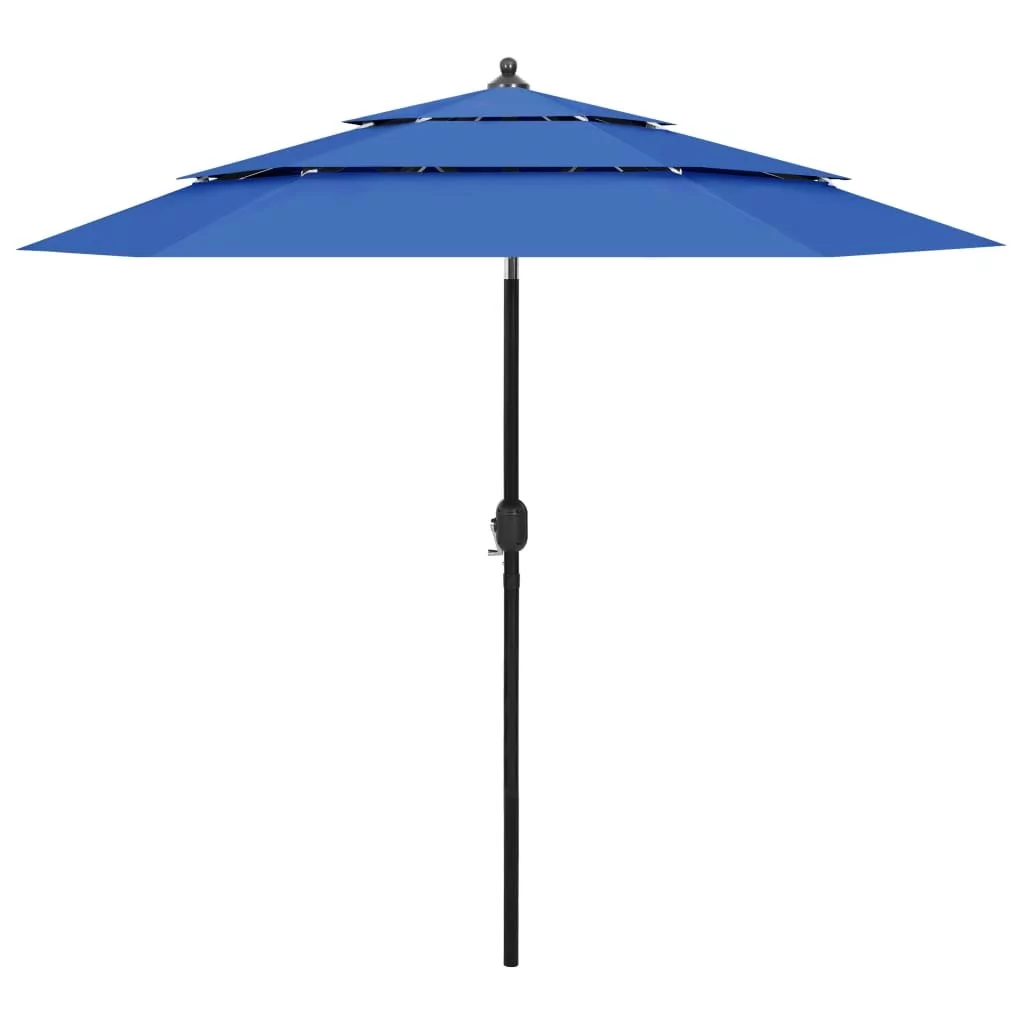 vidaXL 3-poziomowy parasol na aluminiowym słupku, lazurowy, 2,5 m vidaXL