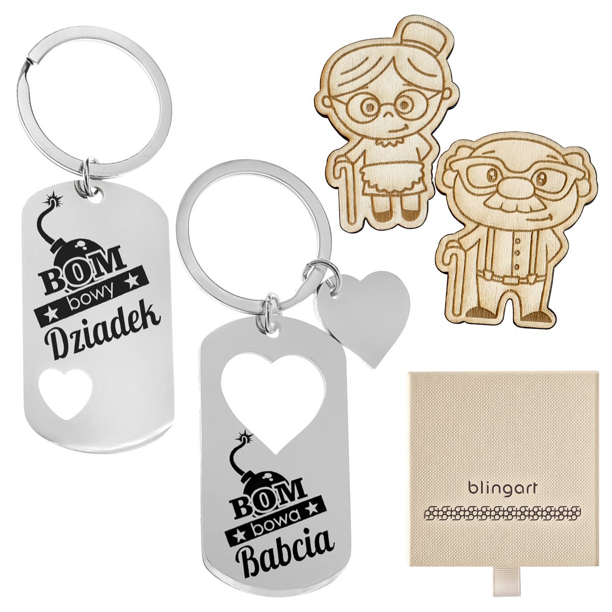 Zestaw breloków z grawerem