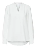 Koszulki i topy damskie - SELECTED FEMME Damska koszulka z dekoltem w kształcie litery V Straight Fit, Snow White, 34 PL - miniaturka - grafika 1
