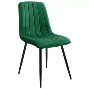 Welurowe krzesło tapicerowane pikowane SJ.9 Butelkowa Zieleń - Krzesła - miniaturka - grafika 1