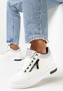 Moda i Uroda OUTLET - Białe Sneakersy na Niskim Koturnie z Brokatem Dalisva - miniaturka - grafika 1