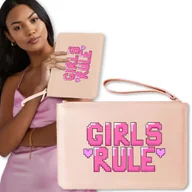 Torebki damskie - Torebka Kopertówka RÓŻOWA Telefon GIRLS RULE Wzory - miniaturka - grafika 1