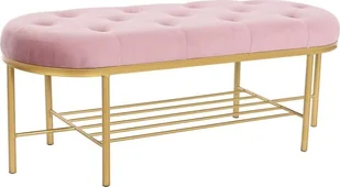 DKD Home Decor Taboret DKD Home Decor 100 x 35 x 40 cm Różowy Złoty Metal - Taborety i hokery - miniaturka - grafika 1