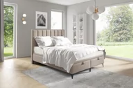 Łóżka - Łóżko kontynentalne pikowane z materacem Sofia 1 140x200 Beżowe - miniaturka - grafika 1