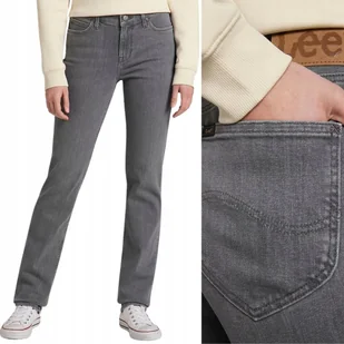 Lee MARION STRAIGHT Grey Lush PROSTE KLASYCZNE SZARY DżINS W34 L31 - Spodnie damskie - miniaturka - grafika 1