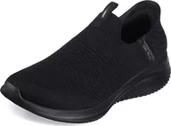 Kapcie damskie - Skechers Damskie kapcie Ultra Flex 3.0, czarne dzianiny/wykończenie, rozmiar 6, Czarne dzianinowe wykończenie, 39 EU - miniaturka - grafika 1