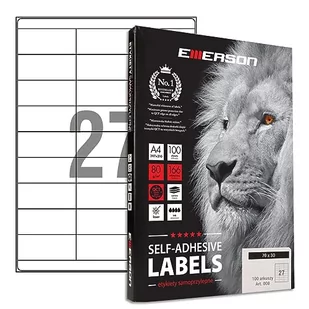 Emerson 70 x 30 mm, 27 sztuk/arkusze, 100 arkuszy A4, uniwersalne samoprzylepne etykiety do opisywania, etykiet do opisywania, naklejki do drukowania etykiet - Etykiety do drukarek - miniaturka - grafika 1