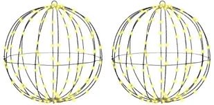 vidaXL Piłka z 320 diodami LED 2 pcs Ciepła biel 50 cm Metal - Ozdoby bożonarodzeniowe - miniaturka - grafika 1