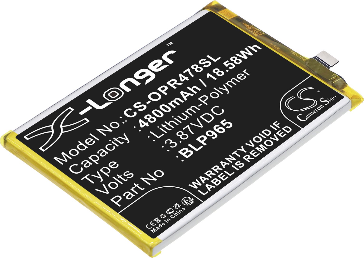 TECHTEK Baterie kompatybilny z [OPPO] K10x 5G, PGGM10, kompatybilny z [Realme] Q5, RMX3478 zastępuje BLP965