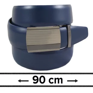 Pasek Granatowy do Spodni 90 cm, Automatyczna Klamra, Skórzany, Elegancki -VICTORIO - Victorio - Paski - miniaturka - grafika 1