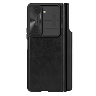Etui i futerały do telefonów - Skórzane etui z klapką i osłoną aparatu do Samsung Galaxy Z Fold 5 Nillkin Qin Leather Pro - czarne - miniaturka - grafika 1