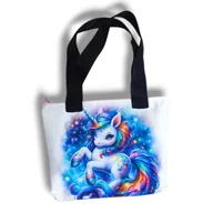 Torebki damskie - Mała torba wodoodporna z nadrukiem niebieskiego jednorożca – 31x23 cm LA BINIA POLSKA PRODUKCJA - miniaturka - grafika 1