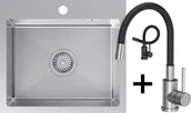 Zlewozmywaki - QUADRON LUKE 100 stal szczotkowana INOX + MAGGIE inox/czarny (ZH5045BS_3323503BL) - miniaturka - grafika 1