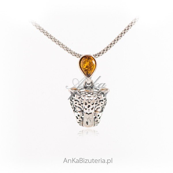 ankabizuteria.pl Srebrna zawieszka z bursztynem TYGRYS