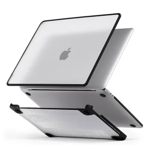 Etui ochronne do Apple Macbook Air 15 M2 2023 / M3 2024 (A2941, A3114) Alogy MatteGuard™ obudowa Matowa Przezroczysta Biel z czarną ramką - Torby na laptopy - miniaturka - grafika 1