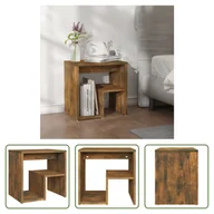 Szafki nocne - The Living Store szafka nocna dąb wędzony 40x30x40 cm materiał drewnopochodny - miniaturka - grafika 1