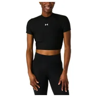 Koszulki sportowe damskie - Koszulka damska Under Armour HeatGear Crop Mock SS Ultimate Black/White S - miniaturka - grafika 1