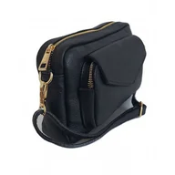 Torebki damskie - Urocza Włoska skórzana listonoszka Vera Pelle , pojemna złote okucia Czarna MCZ45N - miniaturka - grafika 1