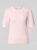 Swetry damskie - T-shirt w optyce dzianiny, krój slim fit, model 'Vidalo' - miniaturka - grafika 1