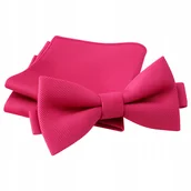 Krawaty i muchy męskie - Zestaw mucha + poszetka - ciemnoróżowa - miniaturka - grafika 1