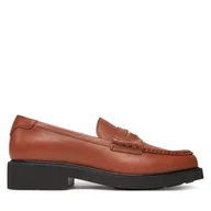 Półbuty damskie - Lordsy Tommy Hilfiger Crest Squarish Toe Penny Loafer FW0FW08633 Brązowy - miniaturka - grafika 1