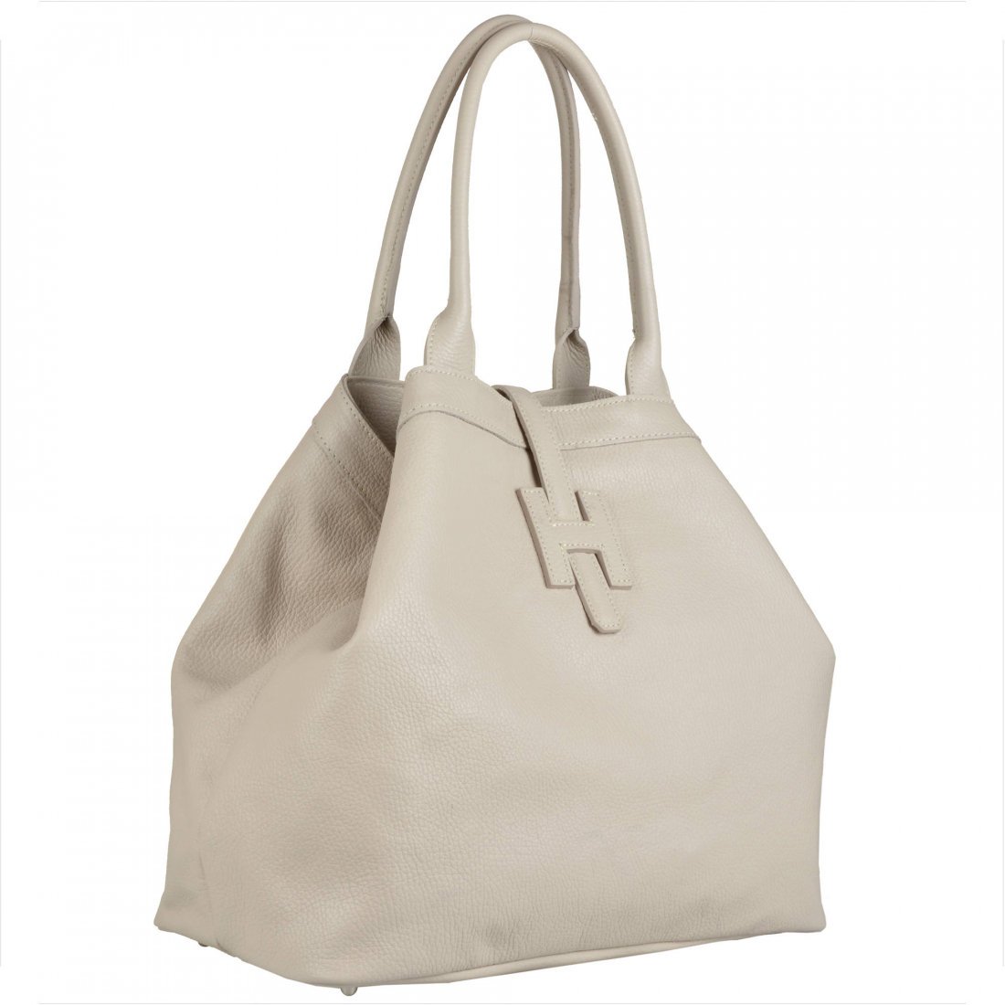 Torba shopper pojemna skórzana XL jasny beż